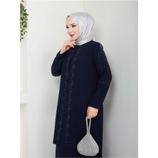 Yelpaze Taşlı Büyük Beden Anne Elbisesi