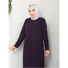 Yelpaze Taşlı Büyük Beden Anne Elbisesi