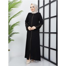 Kolu Lazer Kesimli Taşlı Medine Ipeği Yazlık Ferace