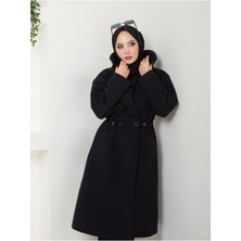Kapüşonlu Kaşe Mont 120 cm