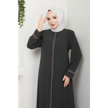 Gündelik Hac ve Umrelik Nakış ve Taş Detaylı Ferace