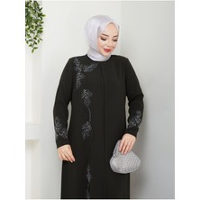 Büyük Beden Yaprak Taşlı Anne Elbisesi EN7008