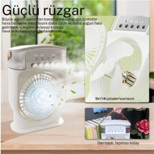 Şarjlı 600 ml Su Hazneli Taşınabilir Masaüstü Vanilatör Güçlü Fan ve 2000 Mah Pil Beyaz