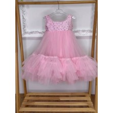 Tül Payetli Boncuk Işleme Anne Kız Doğum Günü Kombin Abiye Elbise