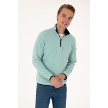 U.S. Polo Assn. Erkek Regular Fit Mint Polar Yarım Fermuarlı Basic Sweatshirt 50313777-VR090