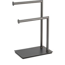 System Banyo Aksesuarları Tezgah Üstü Hareketli Havluluk Füme 37x25x22 cm