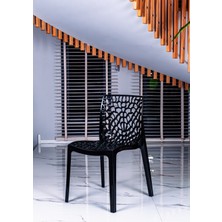 Mercan - Bahçe Mutfak Balkon Veranda Teras Kafe Restoran Düğün Sandalye 4'lü Set - SİYAH