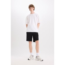 DeFacto Regular Fit Dokulu Düz Paça Kargo Cepli Basic Düz Şort B8796AX25SM