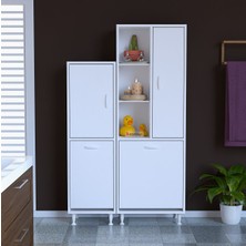 Modilayn Forbest Inci 97X165 cm 3 Kapaklı Kirli Çamaşır Dolabı Sepetli Banyo Dolabı
