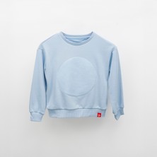 Jantifox Unisex, 100% Koton, Çocuk, Oversize, Janti Fox Patchleriyle Tasarlanabilir Mavi Sweatshirt