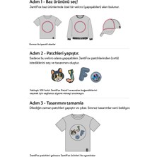 Jantifox Unisex, 100% Koton, Çocuk, Oversize, Janti Fox Patchleriyle Tasarlanabilir Mavi Sweatshirt