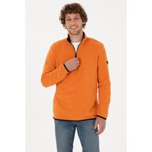 U.S. Polo Assn. Erkek Regular Fit Bakır Polar Yarım Fermuarlı Basic Sweatshirt 50313777-VR182