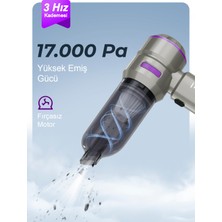 Auhma Ahv-02 Kablosuz Araç Içi Süpürge Mor | 17000PA Güçlü Vakum | Fırçasız Motor | Üfleme & Vakum Özellikli | 9 Başlık + Type-C Kablo