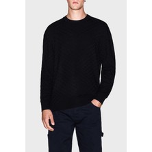 Armani Exchange Jakarlı Logo Baskılı Regular Fit Bisiklet Yaka Kazak Erkek Kazak XM001316 AF10454 UC001