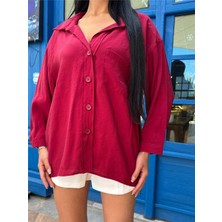 Bordo Viskon Cepli Gömlek