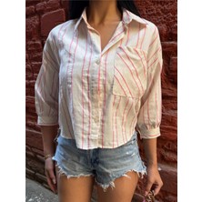 Pembe Çizgili Cepli Gömlek