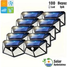 HB-100 Model 10'lu Paket 100 LED Solar Hareket Sensörlü Güneş Enerjili 3 Mod Solar Duvar Bahçe Karavan Kamp Lambası