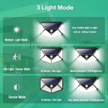 HB-100 Model 10'lu Paket 100 LED Solar Hareket Sensörlü Güneş Enerjili 3 Mod Solar Duvar Bahçe Karavan Kamp Lambası