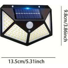 HB-100 Model 100 LED Solar Hareket Sensörlü Güneş Enerjili 3 Mod Solar Duvar Bahçe Karavan Kamp Lambası