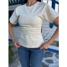 Taş Viskon Karışımlı Yandan Büzgülü Bluz