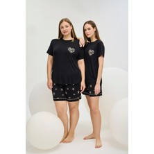 16320 Kadın Baskılı Şort Takım