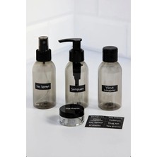 Homence Seyahat Seti- Plastik Seyahat Boy 100ml Füme Şişe Ve Kavanoz 4'lü Çantalı Seyahat Kiti