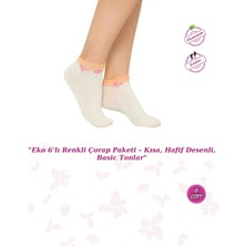 Eko 6’lı Renkli Çorap Paketi – Kısa, Hafif Desenli, Basic Tonlar