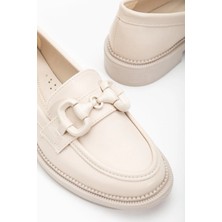 Bej/ Krem Tokalı Loafer Ayakkabı
