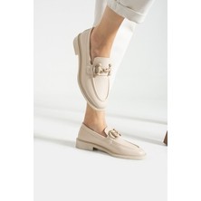 Bej/ Krem Tokalı Loafer Ayakkabı