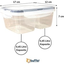 Buffer® 2 Bölmeli 0,45+0,45 Litre Kilitli Kapaklı Erzak Saklama Kabı LC-524