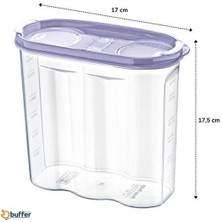 Buffer® 2 Kapaklı Ölçekli Erzak Kuru Gıda Saklama Kutusu Kabı - 1,7 Litre - SA935