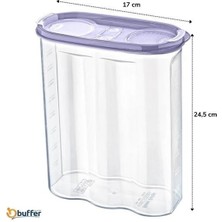 Buffer® 2 Kapaklı Ölçekli Erzak Kuru Gıda Saklama Kutusu Kabı 2,4 LITRE-SA940