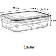 Buffer® 4 Bölmeli Sızdırmaz Contalı Kilitli Kapaklı 1 Litre Erzak Saklama Kabı -LC520