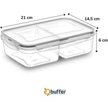 Buffer® 2 Bölmeli Sızdırmaz Contalı Kilitli Kapaklı 1 Litre Erzak Saklama Kabı -LC505
