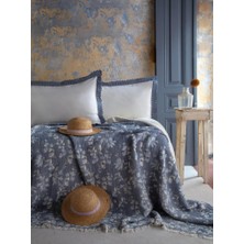 Marbella Indigo Çift Kişilik Pike/yatak Örtüsü