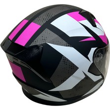 Jk Kask Çenesiz Vizörlü Mat Siyah Pembe M