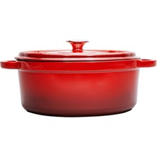 Sürel Aroma Kapak Degrade Kırmızı Yuvarlak Döküm Tencere 32 cm