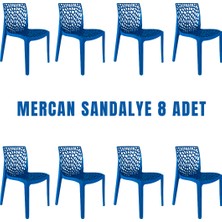 Mercan - Bahçe Mutfak Balkon Veranda Teras Kafe Restoran Düğün Sandalye 8'li Set - MAVİ
