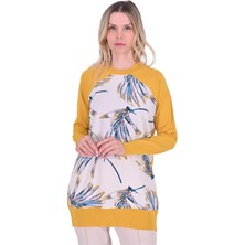 Kumaşlı Triko Tunik Hardal