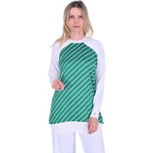 Kumaşlı Triko Tunik Ekru