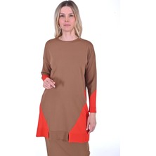 Gometrik Triko Tunik Toprak