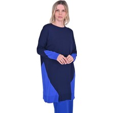 Gometrik Triko Tunik Lacivert