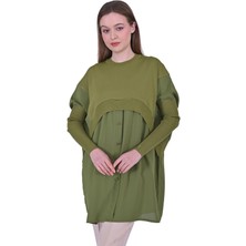 Gömlek Triko Tunik Yağyeşili