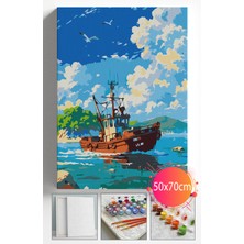 Sayılarla Boyama Seti Numaralı Tuval Fırça Boya Dahil Kasnaklı Set 50X70 cm - Tekne