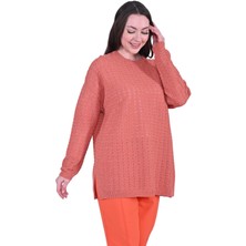 Simli Ripple Triko Tunik Kiremit