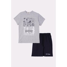 Zepkids Erkek Çocuk Gri Renkli Bisiklet Yaka Acr Wewe Baskılı Kaprili Takım10