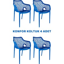 Konfor Koltuk – Cam Elyaf Takviyeli Bahçe Balkon Teras Kafe Otel Restoran Düğün Sandalye 4'lü Set