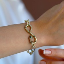 Necati Gün Yılan Sonsuzluk Modeli Gold Kaplama Zirkon Taşlı Bileklik