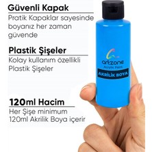 Artzone Akrilik Boya Seti 12 Renk x 120ML. (Ana Renkler) + Renkli Kutu