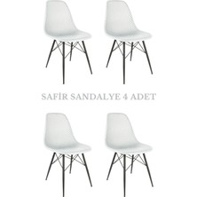 Safir Sandalye – Metal Ayaklı Modern Mutfak Kafe Restoran Ofis Sandalyesi 4'lü Set - BEYAZ